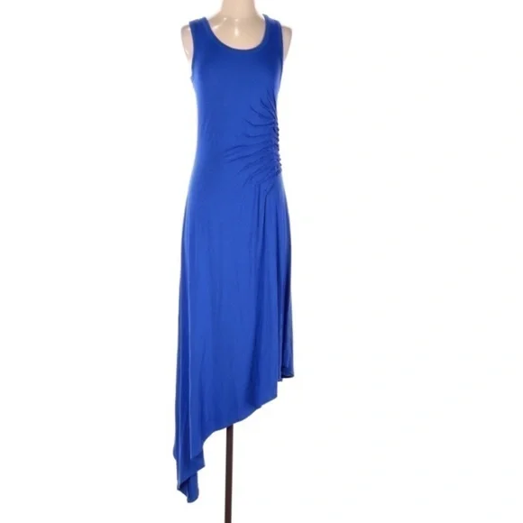 Neiman Marcus royal blue tank long asymmetrical maxi Sleeveless Dress size small - Picture 1 of 11